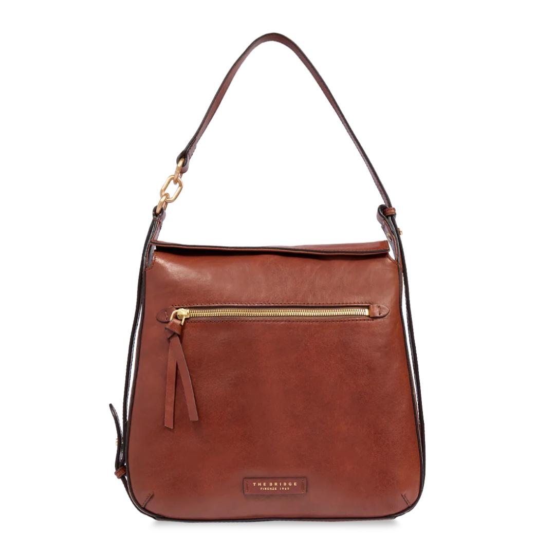 Borsa a Spalla in Pelle con Zip Frontale
