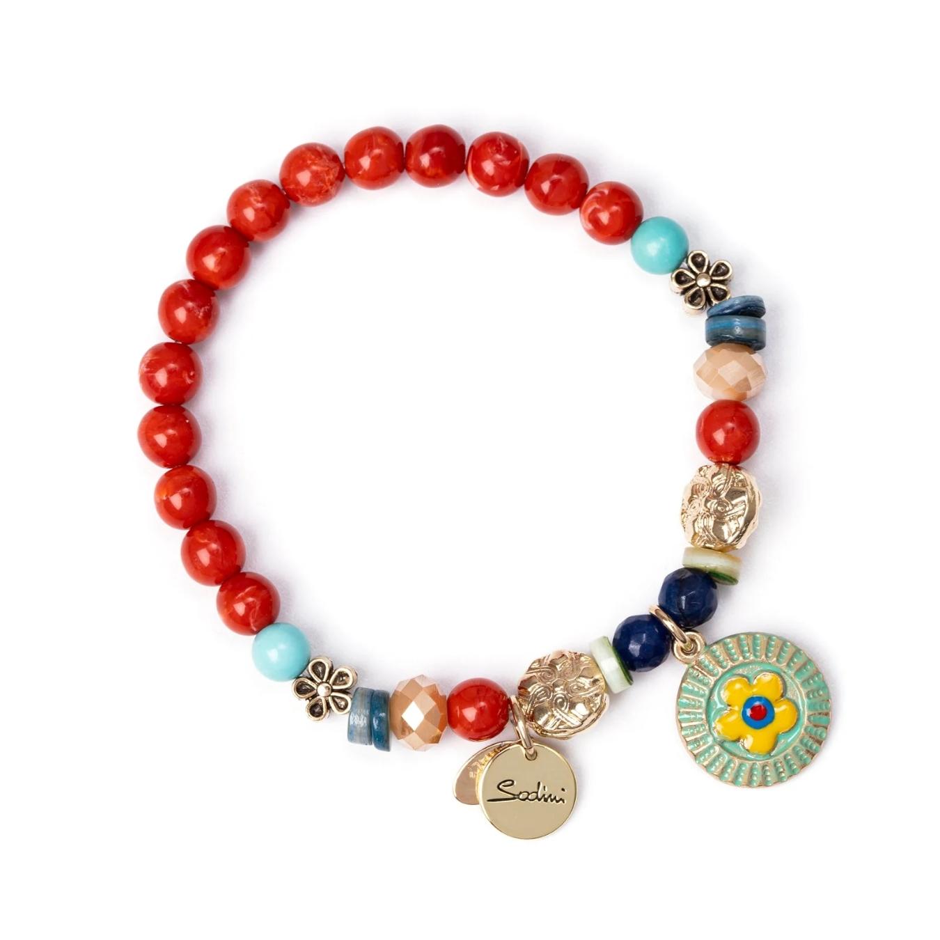 Bracciale Elastico Boule e Dischetto con Fiore Partenope
