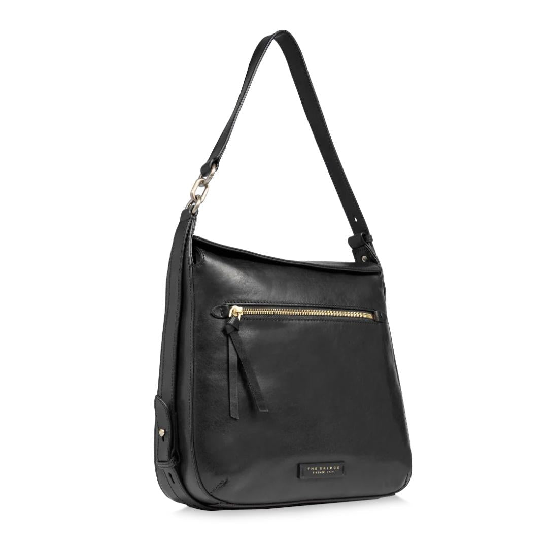 Borsa a Spalla in Pelle con Zip Frontale